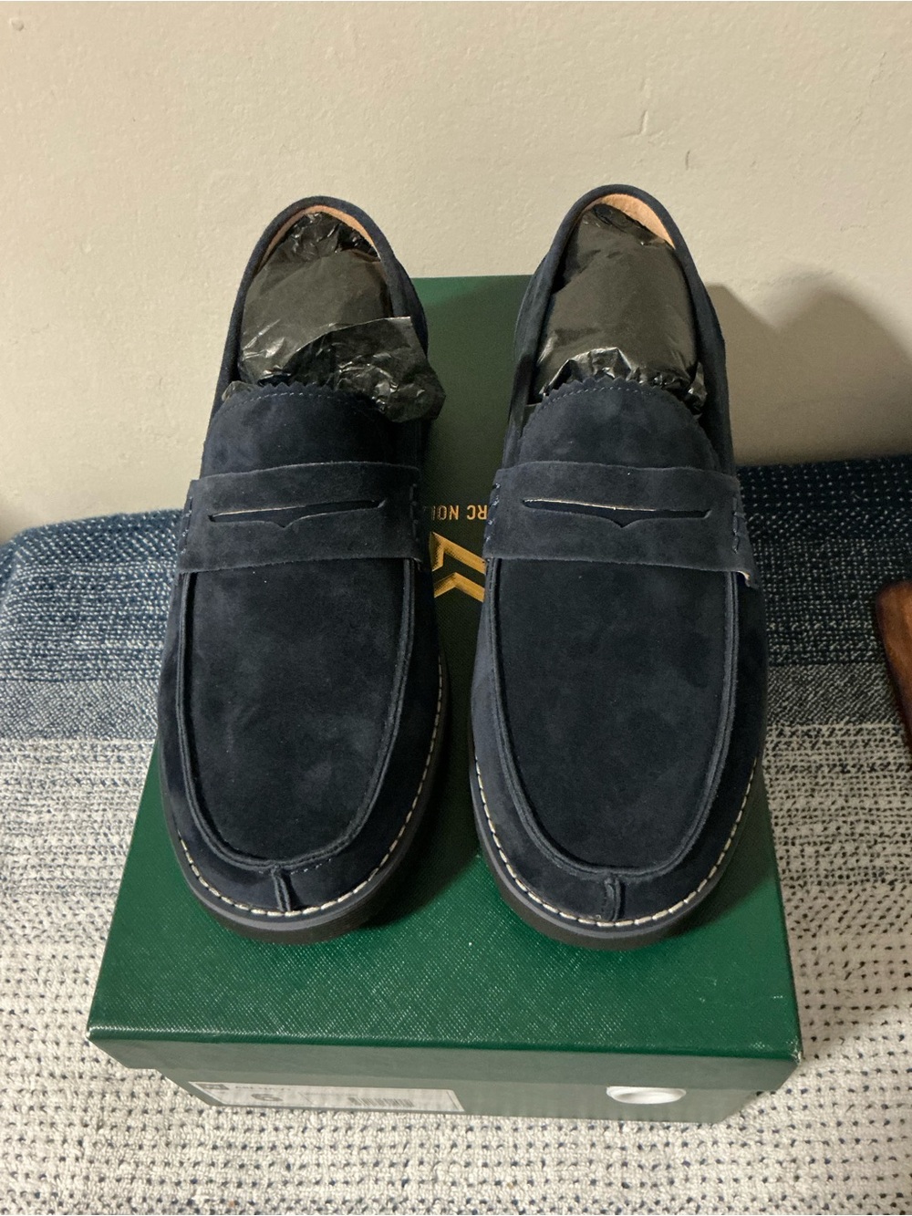 Men's Navy Suede Slip-On Loafers